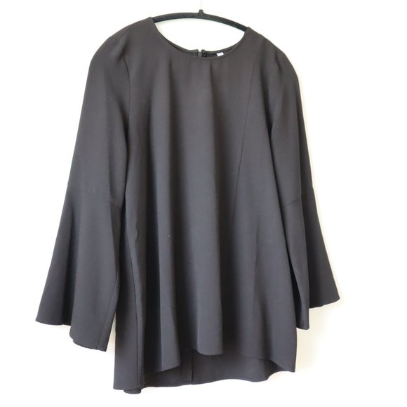 Kensie Black Swing Blouse with Bell Sleeves, Size Small - Picture 1 of 12